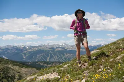 a woman standing on top of a mountain at Ridgeview at Granby Ranch townhouse in Granby