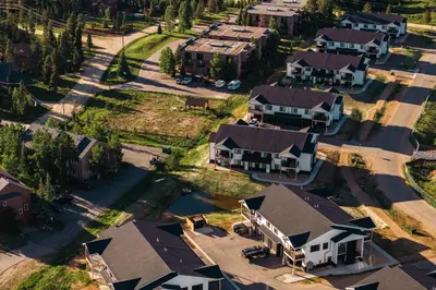 an overhead view of a residential neighborhood with houses at New MTN Retreat - Hot Tub - Deck Views - Fraser in Fraser