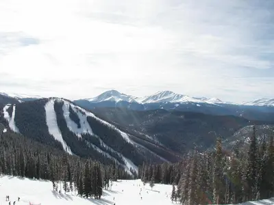 a group of people skiing down a snow covered mountain at Gateway Lodge 5003 by SummitCove Lodging in Keystone
