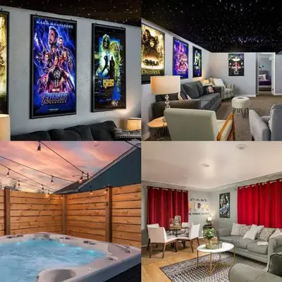 Movie Theater + Hot Tub | Game Yard | Sleeps 10!