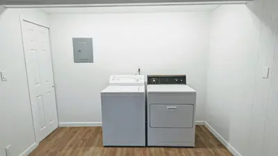 a kitchen with a stove and a white oven at Charming 1BR Close to Trails & NREL Monthly Rental - Quaker Room 2 in Golden