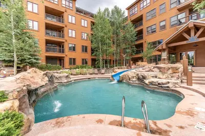 a swimming pool in the middle of a building at Springs 8845 in Keystone