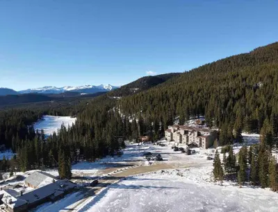 an aerial view of a ski resort in the snow at Blue Bear - Perfect Mountain Getaway in Idaho Springs