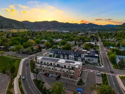 an aerial view of a city at sunset at Heart of Gold-en - Walk Everywhere -Close to Red Rocks in Golden