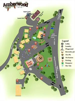 a site map of anandan wood at Cabin16 - King Bed Kitchenette & Bath in Estes Park