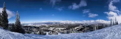 a view of a snow covered mountain with trees on it at 3 BR Private Mountain Retreat in Granby