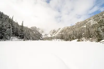 a view of a snow covered mountain with trees at Sky View in the Rockies in Estes Park