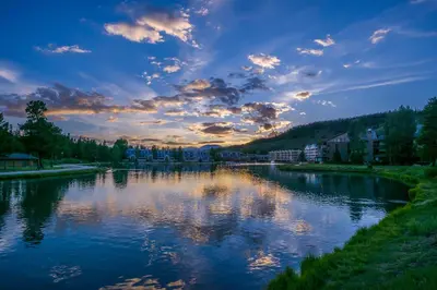 a view of a river at sunset at Lenawee 1735 in Keystone
