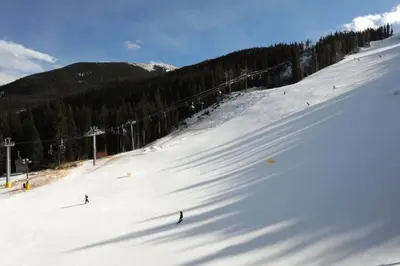 a group of people skiing down a snow covered slope at Premier 3 Bedroom Ski In, Ski Out Lone Eagle Condo With The Best Access To Skiing In Keystone in Keystone
