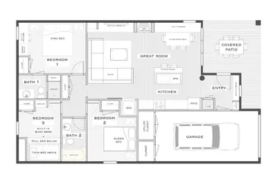 a floor plan of a house at 2 Blocks To Grand Lake Downtown Western Cabin! in Grand Lake