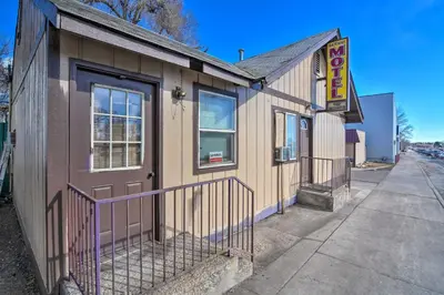 a building with a sign on the side of it at Vacation Rental Near Boyd Lake, Colorado! in Loveland